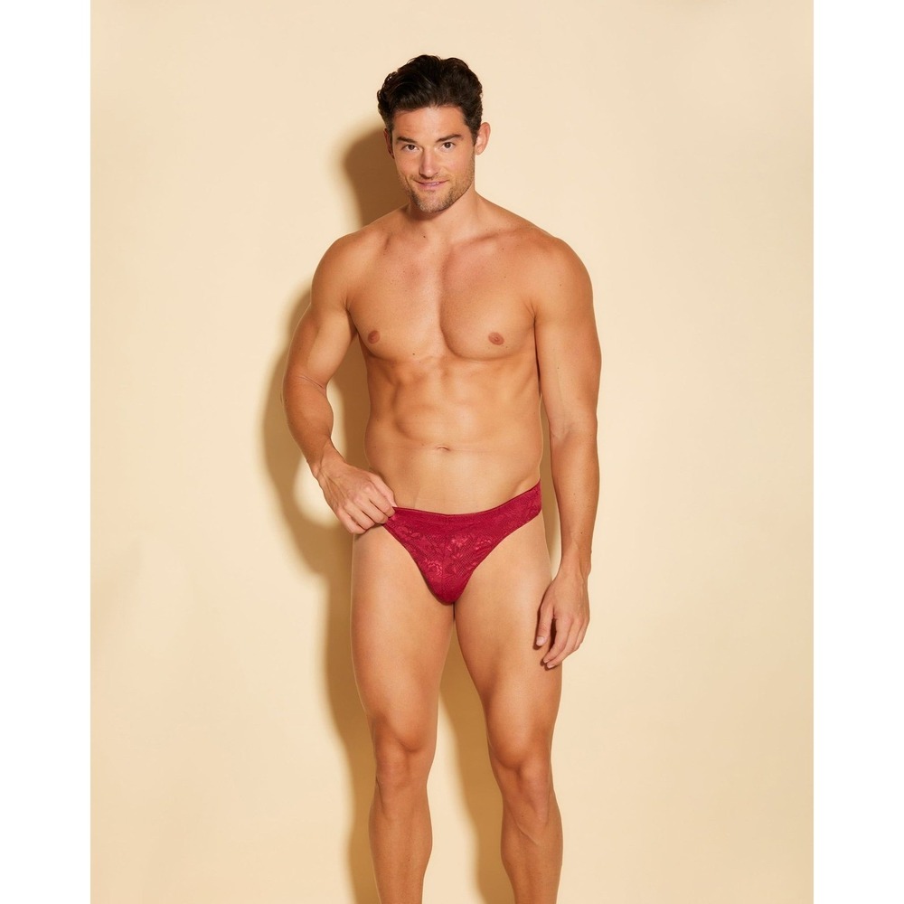 Cosabella Never Say Never Men's Lace G-String Sindoor‎ Red Size M